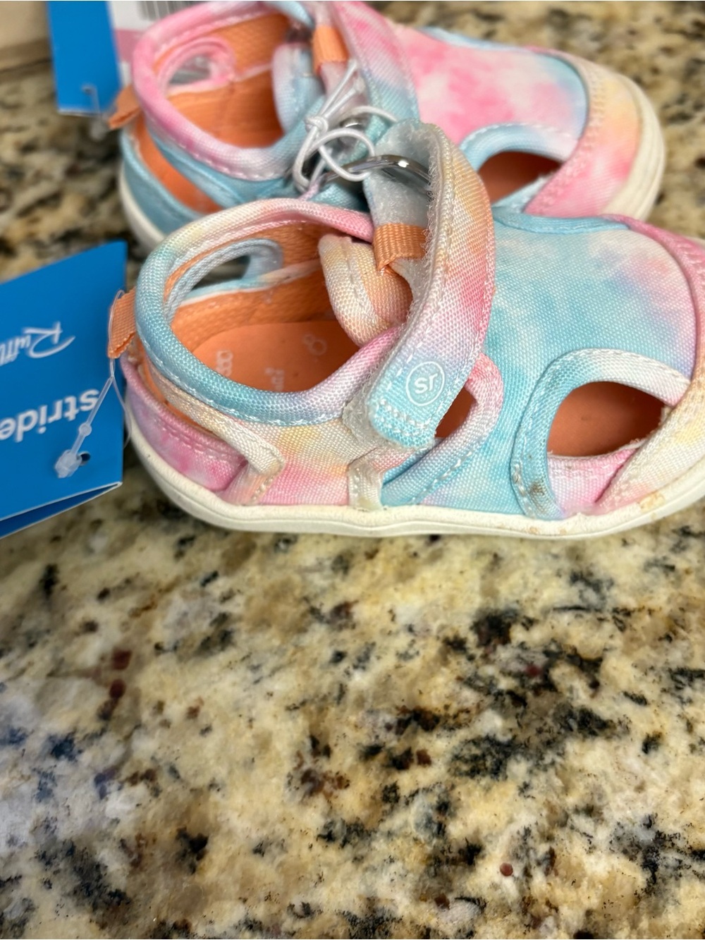 Stride Rite Kids Tie-Dye Sandals in Pink, Blue & Peach